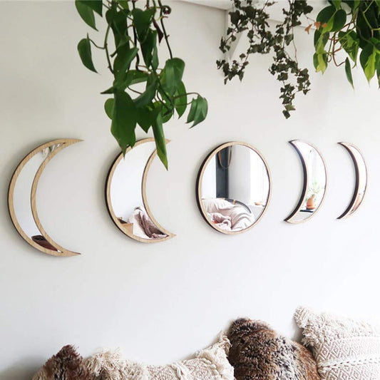 5 Pieces Scandinavian Natural Wall Decorative Mirror