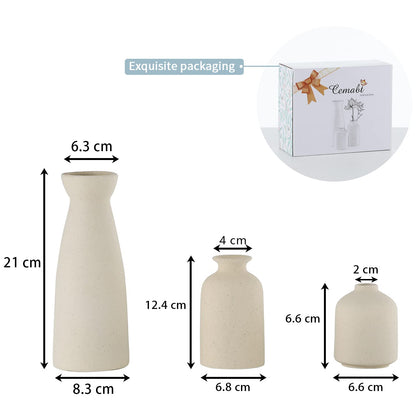 Beige Ceramic vase Set-3