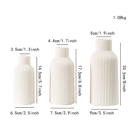 White Ceramic Vase Set of 3