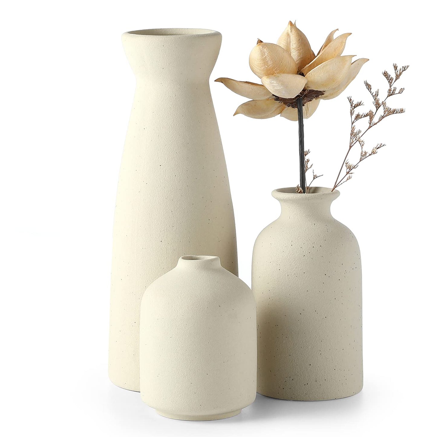 Beige Keramikvase 3er Set