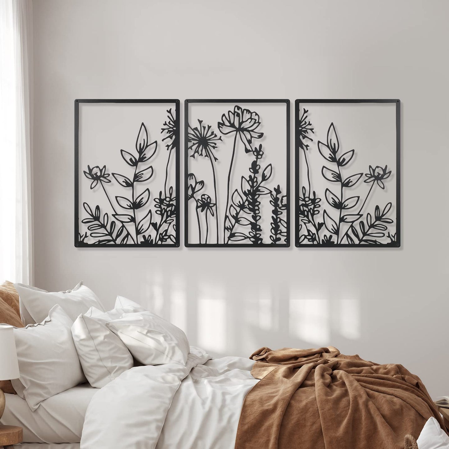 3 Pcs Black Metal Wall Art Minimalist Wall Decor