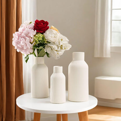 White Ceramic Vase Set of 3