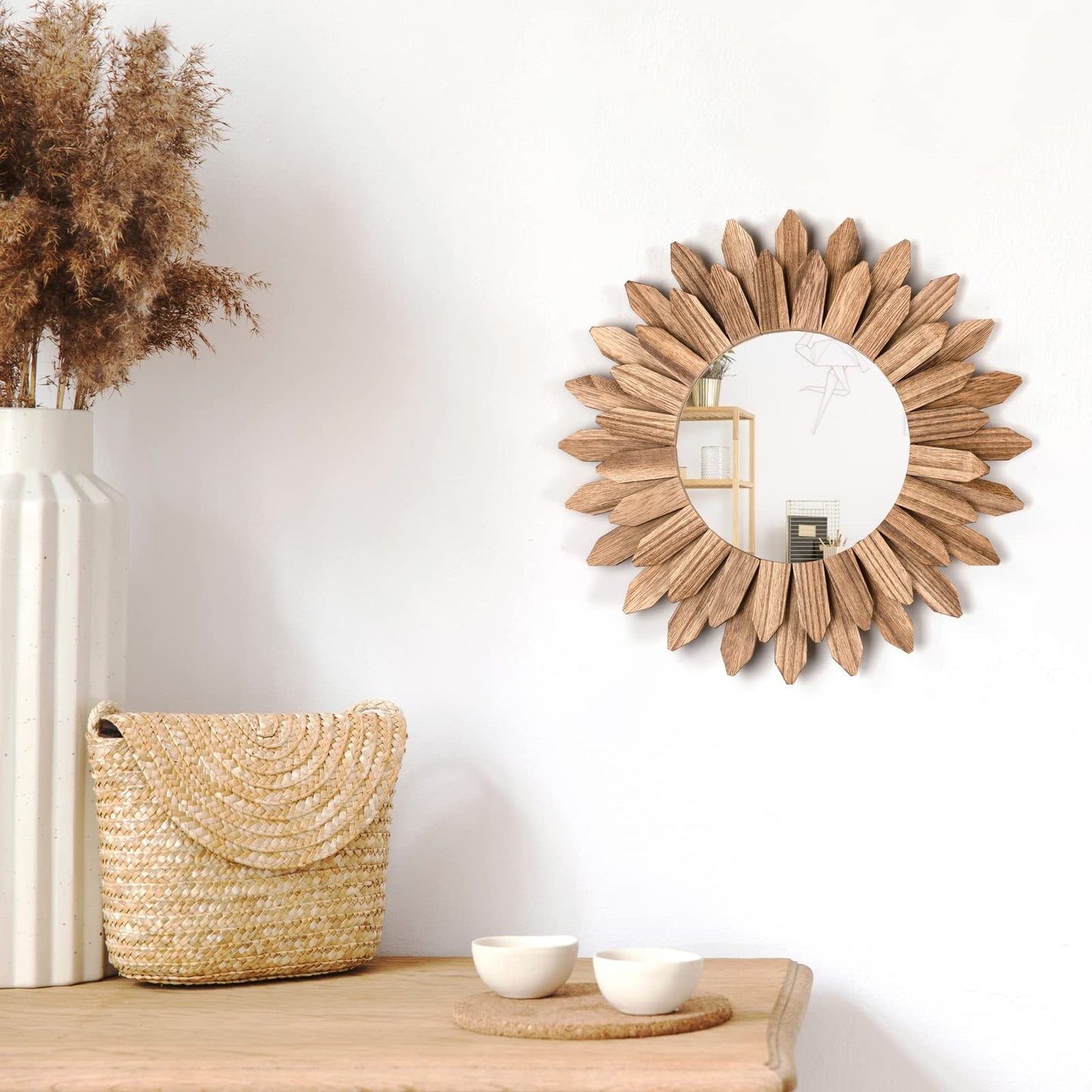 Wall Mirror Decorative Rustic Wood