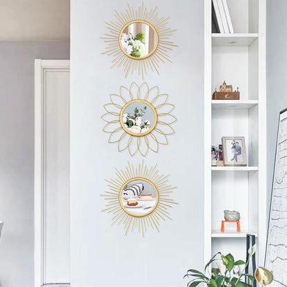 3 Pack Metal Mirrors for Wall Sunburst