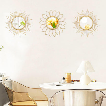 3 Pack Metal Mirrors for Wall Sunburst