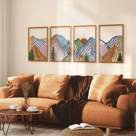 4 Pcs Colorful And Black Double-Sided Wall Art