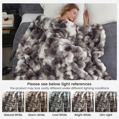 Fuzzy Soft Plush Thick Bubble Blanket