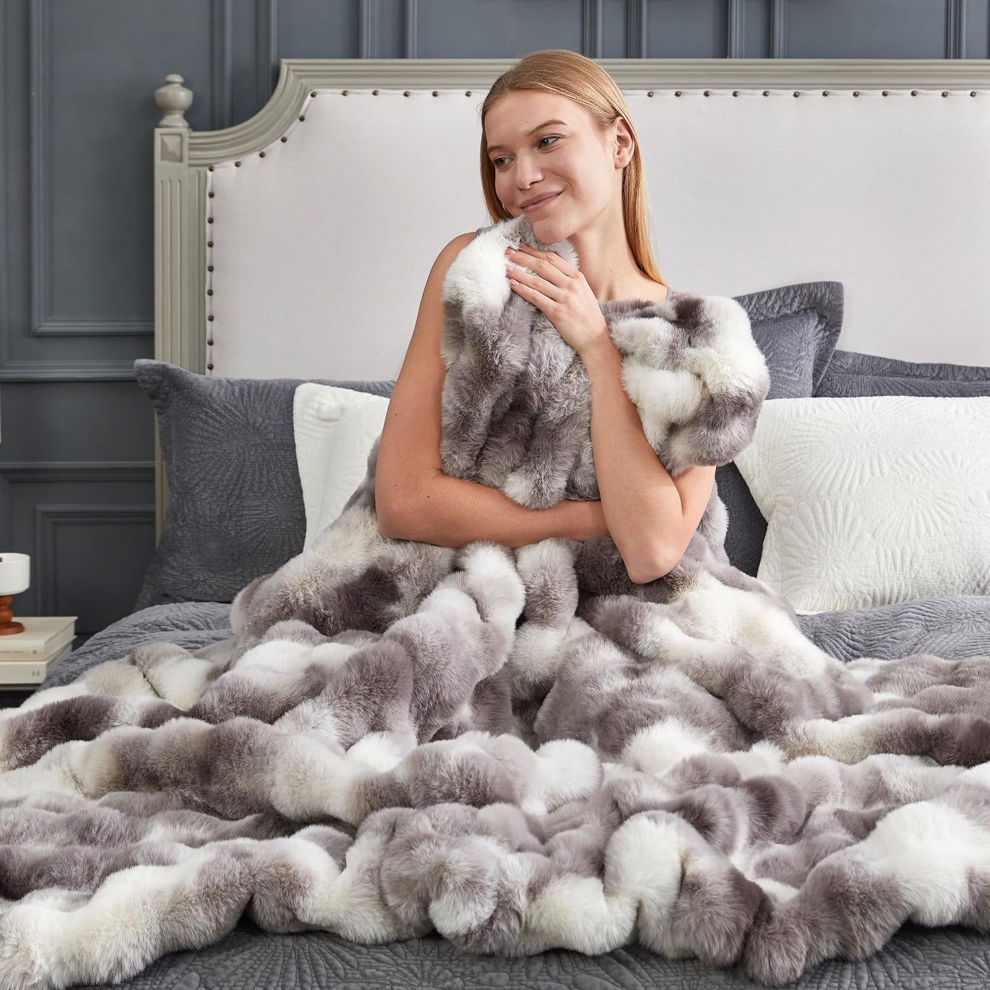 Fuzzy Soft Plush Thick Bubble Blanket