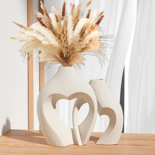 Heart Shaped Ceramic Vase Set of 2