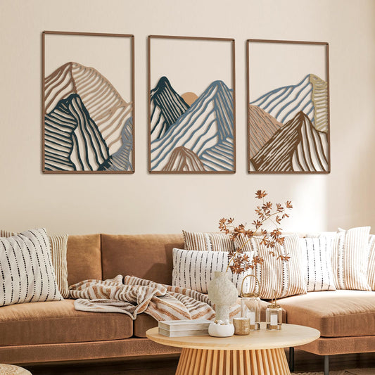 3 Pcs Mountain Metal Wall Art