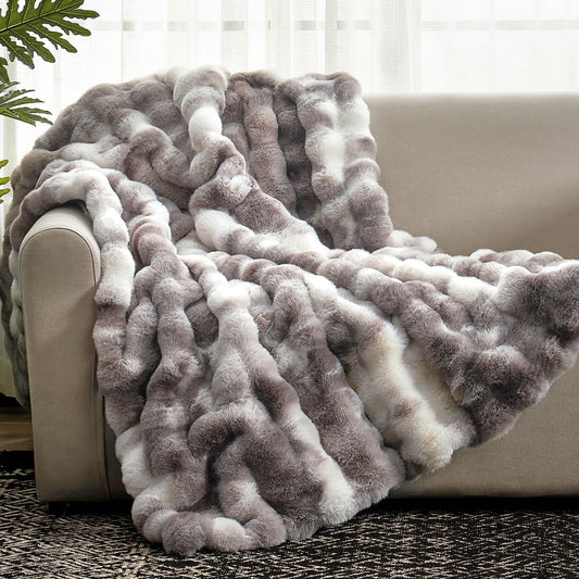 Fuzzy Soft Plush Thick Bubble Blanket